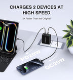 [2-Pack] USB C Wall Charger, 50W Type C Charger Block 5-Port Fast Charging Blocks,3USB C+2USB A Multiport Plug,PD Power Adapter Brick Cube for iPhone 16/15/14/13/12/Pro,iPad,Samsung,for Switch（Black）