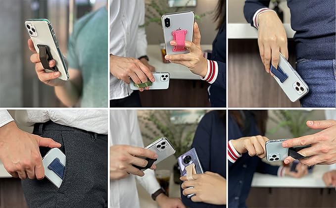 Finger Strap Phone Holder,Cell Phone Finger Grip Strap Holder for Hand, Ultra Thin Anti-Slip Universal Cell Phone Grips Band Holder for Back of Phone - 2Pack(Dot Black)