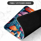 ITNRSIIET Mouse Pad with Stitched Edge Premium Textured Smooth Precise Operation Waterproof Washable Non-Slip Rubber Base Desktop Protection Mat, 10.2×8.3×0.12 inches, Pretty Mushroom
