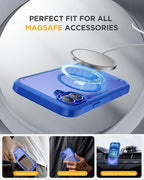 Miracase for iPhone 16 Case 6.1'', [Bubble Free] Full-Body Bumper Phone case with Built-in Full Glass Screen &Lens Protector,No Gap,Compatible with MagSafe,Drop Proof 16 Cover,Blue