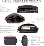 ESTARER Laptop Messenger Bag 17-17.3 Inch Water-resistant Canvas Shoulder Bag for Work College, Grey