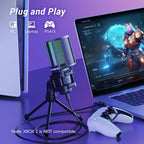 TONOR Gaming USB Microphone for PC, RGB Condenser Computer Mic with Tripod Stand, Quick Mute, Gain Control, for Gaming, Streaming, Podcasting, Recording, Cardioid Mic Kit for Laptop/PS4/PS5 TC777 Pro