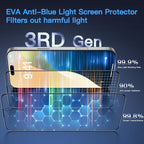 Uyiton Compatible with iPhone 16 Plus Screen Protector (Anti-Blue Light) - [Easy to Install] Shatterproof Full Coverage [Case Friendly] 9H Tempered Glass Screen Protector for iPhone 16 Plus, 2 Pack