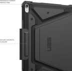 URBAN ARMOR GEAR UAG Designed for iPad Air 13" Case (1st/2nd Gen 2024-2025) M3 A3268 A3269 - Rugged Multi-Angle Viewing Folio Protective Cover w/Pencil Holder & Adjustable Stand, Metropolis SE Black