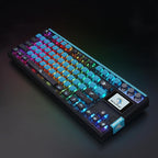 MOLGRIA SKYLOONG GK87 Jellyfish Pudding Keycaps RGB Backlit Gaming Keyboard, Hot Swappable Red Machinery Gateron Switches, Triple-Mold Connection with Knobs and LCD Display Mechanical Keyboard