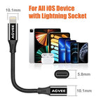 AGVEE 2 Pack 6.6ft Lightning Extension Cable, Braided Female to Male Extender Full Function Cord Compatible with iPhone iPad, Data Sync Video Audio & Charging Connector Adapter, Black