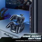 TNP Compatible with PS3 Controller Charger Stand for Sony Playstation 3 Controller compatible with Dualshock 3 Charging, 2 Tier Docking Station Stand and 2 USB PS3 Cable ports with LED Indicators