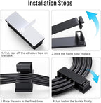 Adhesive Cable Clips Holder, Outdoor Light Clips, Black Cord Wire Clips, Sturdy Nylon Cord Wall Finisher Wire Clamp for Home, Car, Office Desk Wire Management (Black, L-100 PCS)