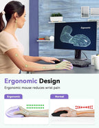 TECKNET Ergonomic Mouse, 4800 DPI Wireless Vertical Mouse with 5 Adjustable DPI Levels, 2.4GHz Optical Carpal Tunnel Mouse, 6 Buttons Wireless Mouse for Laptop, Desktop, PC, MacBook - Light Purple