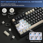 YUNZII YZ98 Gasket Mechanical Keyboard,99 Key Hot Swappable BT5.0/2.4G/USB-C Wireless NKRO 98% 1800 Layout with RGB LED Backlit for Linux/Win/Mac(Milk Switch, Black)