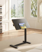 FLEXISPOT H7 PRO Mobile Standing Desk Adjustable Overbed Table Pneumatic with Wheels 90°Tiltable Portable Laptop Desk Rolling Computer Cart Foldable Bedside Table(31.5" W x 17.7" D D, Black)