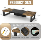 WESTREE Dual Monitor Stand Riser, Wood and Steel Monitor Stand Riser, Computer Monitor Stand for 2 Monitors, Multi-Purpose Desktop Storage Stand for Computer,Laptop,Printer,TV