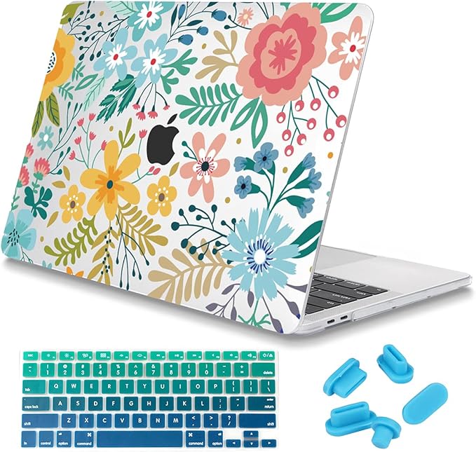 Mektron for MacBook Air 13 Case A1466/A1369 (2010-2017 Release), Snap-on Plastic Hard Shell Cover for MacBook Air 13.3 inch with Keyboard Cover,Garden Flowers