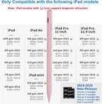 Stylus Pen for iPad 9th&10th - Fast Charge for iPad Pencil Palm Rejection Active Pen Compatible with (2018-2025) Apple iPad 6/7/8/9/10/11(A16), iPad Pro 11"/12.9"/M4, Mini 5/6, Air 3/4/5/M2/M3 (Pink)