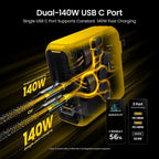 AOHI Magcube 140W USB C Charger PD3.1 3-Port GaN+ Laptop Wall Charger 100W Fast Charging Power Adapter Foldable Plug for MacBook Pro 16'', Dell XPS, iPad Pro, Galaxy, iPhone 15 Pro, Chromebook, Yellow