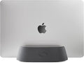 HumanCentric Vertical Laptop Stand in Vegan Black Leather, Upright Adjustable Holder and Dock, Laptop Vertical Stand Fits MacBook Pro and Other Laptops .5" to 1.5", Clamshell Compatible