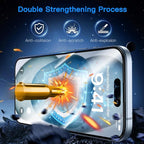 Uyiton Anti-Blue Light for iPhone 15 Screen Protector - Unbreak-Glass Full Coverage Case Friendly Scratch Resistance 9H Tempered Glass Screen Protector for iPhone 15, 2 Pack