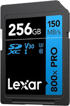 Lexar 256GB High-Performance 800x PRO SD Card, UHS-I, C10, U3, V30, 4K, Up to 150MB/s Read SDXC Memory Card, for Point-and-Shoot & Mid-Range DSLR Cameras, HD Camcorders (LSD0800P256G-BNNNU)