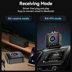 Bluetooth 5.4 Transmitter Receiver 3-in-1 Bluetooth Adapter HiFi Audio Receiver FM Transmitter with LED Display 3.5mm AUX RCA USB for TV/Car/PC/Home Stereo/Speakers