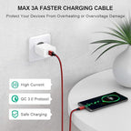 etguuds 6.6ft USB A to USB C Cable 3A Fast Charging, 2-Pack USB A to USB Type C Charger Cord for iPhone 16 15 Pro/Pro Max/Plus, for Samsung Galaxy S24 S23 S22 S21 S20 S10 A55 A54 Flip Note, Moto, Red