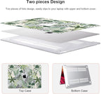 for MacBook Air 13 inch Case 2021 2020 2019 2018 for Mac A2337 M1 A2179 A1932 Cover with Touch ID, Crystal Plastic Hard Shell Case Keyboard Skin Screen Protector, Tropical Green Leaves
