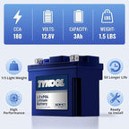 TYKOOL YTX5L-BS High Performance lithium LiFePO4 Motorcycle Battery,12.8V 3Ah,180CCA,Built in BMS,Powersports Battery,for ATV,4 wheeler,quad,dirt bike,Scooter,Lawn Mower,Generator