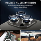 ESR 3+1 Pack for iPhone 15 Pro Screen Protector, [9H Hardness] [Military Grade Shatterproof] Full Coverage Ultra-tough Tempered Glass Film with Easy Installation Frame, 1 Set of Camera Lens Protector