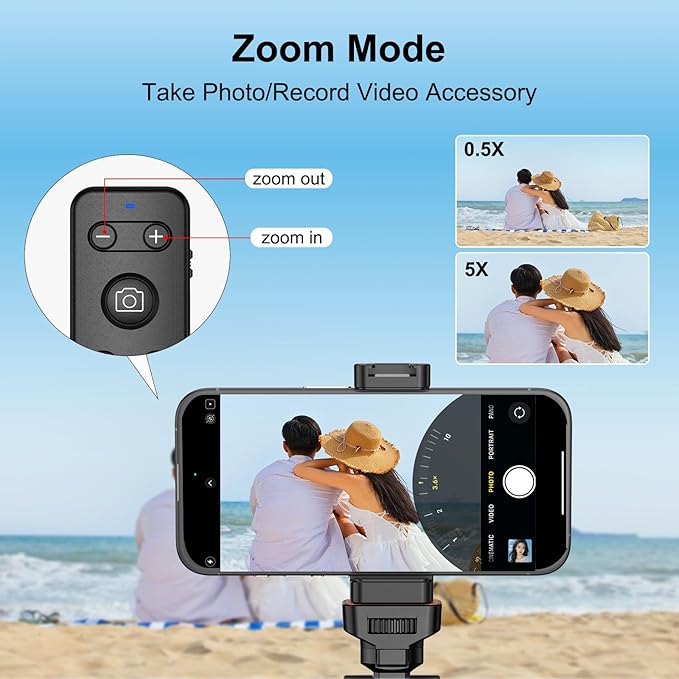 Newmowa Phone Wireless Bluetooth Remote Control, Support Video Photo Shooting/Zooming/Lens Switching, Rechargeable Remote Shutter for Selfie Vlog, ONLY Compatible with iPhone(iOS 15 Above)