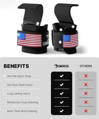 DMoose Fitness Weight Lifting Hooks (Pair) for Deadlifts, Pull Ups, Rows & Shrugs - Anti-Rip Nylon Strap Hand Grips with Thick Wrist Padding - Heavy Duty Wrist Straps for Weightlifting & Gym Workouts