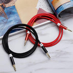 3.5mm Nylon Braided Stereo Audio Cable,(3 Pack) 4.9ft/1.5m Male to Male Aux Cord Audio Cord Compatible iPhones, iPads and Other 3.5mm DC Plug Port Device (Red)