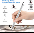 Stylus Pens for iPad, Luntak 3 in 1 Ballpoint Pen, Fiber Tip & Clear Disc Capacitive Stylus iPad Pencil for Apple iPhone/iPad Pro/Mini/Air/Android/Microsoft/Surface All Capacitive TouchScreen - Silver