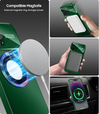 Magnetic for iPhone 14 Pro Max Case, Compatible with MagSafe, Built-in Camera Lens Protector, Logo View, Military Grade Drop Proof Phone Case Cover, Green