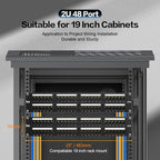 Patch Panel 48 Port Cat6A 【EC Listed】 2U Network Patch Panel Rackmount 19 inch RJ45 Patch Panel for 10 Gigabit Network, 110 or Krone Impact Tools Compatible Without Cable Management (Cat6A)