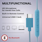 ARTIX CL750 USB C Wired Headphones with Mic & Volume Control Noise Isolating for iPhone 15-16, Samsung Computer Earphones Wired, On-Ear with Wire, Plug in and Play