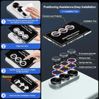 for Samsung Galaxy Z Fold 7 Camera Lens Protector, Individual Metal Ring Tempered Glass Lens Cover, [Strong Adsorption] Scratch Resistant Ultra-Thin HD Clear Lens Cover, 1 Set-Colorful Diamond