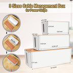 Cable Management Box 3 Pack with 125PCS Cable Management Kit for Power Strip to Hide Wires,Cord Organizer Boxes,Safe ABS Material Wire Organizer of Cable Clips Sleeve