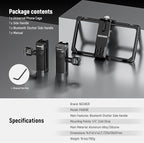 NEEWER Universal Phone Cage Video Rig with Bluetooth Shutter Side Handle Comfort Grips, Smartphone Stabilizer for Video Recording Compatible with iPhone 16 15 Pro Max 15 Pro Galaxy S24 Ultra, PA009E
