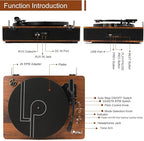 LP&NO.1 Record Player Turntable with Built-in Speakers and USB Play&Recording Belt-Driven Vintage Phonograph Record Player 3 Speed for Entertainment and Home Decoration（Mahogany Wood）