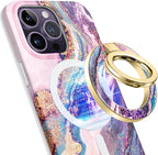 GVIEWIN Magnetic Phone Ring Holder, Compatible with MagSafe Phone Grip with Adjustable Stand, Magnet Phone Ring Kickstand for iPhone 16 Pro Max/Plus/15/14/13/12 Series/Other Phones (Dreamland River)
