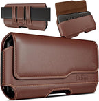 DeBin Case for Galaxy S25 Ultra, S24 Ultra 5G, S24 FE, S23 Ultra, S22 Ultra, S21 Ultra, Note 20 Ultra - Cell Phone Belt Holster with Clip Carrying Pouch Holder Cover Brown