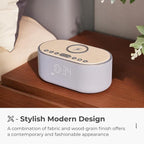 uscce Alarm Clock Bluetooth FM Radio: 10W Stereo Sound Speaker - Fast Wireless Charging for iPhone Samsung - Dimmable Clock Radio for Bedroom
