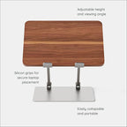 Branch Adjustable Laptop Stand - Elevate Ergonomics & Reduce Strain, Laptop Riser Customizable Height & Angle, Portable & Robust Design for Home or Office, Secure Silicon Grips - Walnut