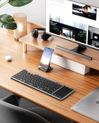 Samsers Foldable Bluetooth Keyboard with Touchpad, Full-Size Wireless Folding Key Board with PU Leather, Portable Travel for iOS Android Windows Mac OS, Support 3 Devices (BT5.1 x 3)