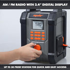 Mellif Jobsite Radio Speaker Compatible with Dewalt 20v Max Battery, Enhanced Signal Reception, 100ft Wireless Range, Stereo, IPX54 Waterproof, TWS, AM/FM Presets, 2.0 Battery & 18V AC Power Cord