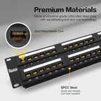 Patch Panel 48 Port Cat6A 【EC Listed】 2U Network Patch Panel Rackmount 19 inch RJ45 Patch Panel for 10 Gigabit Network, 110 or Krone Impact Tools Compatible Without Cable Management (Cat6A)
