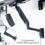 VIVO Sit-Stand 24 Inch Pneumatic Spring Keyboard and Mouse Tray Wall Mount, Counterbalance Height Adjustable Typing Platform, Ergonomic Tilt, Black, MOUNT-KB35C