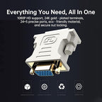 DVI to VGA Adapter (DVI-I 24+5 Pin Male to VGA Female) – Gold-Plated Connector for PC, Laptop, GPU, Projector