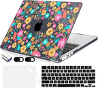 Compatible with MacBook Air 13.6 inch Case, M4 A3240/M3 A3113/M2 A2681 (Released 2025 to 2022), Hard Shell, Keyboard Cover, Screen Protector, Webcam Cover & Type-C Adapter, Colorful Flowers