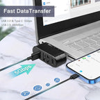VIENON 4-Port USB 3.0 Hub [90°/180° Degree Rotatable], USB Splitter with PD-in 5W USB C Port, USB Extender for Laptop, Car, iMac, MacBook Air, MacBook Pro, and More