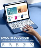Compatible with iPad Air 11 Inch & Air 5th/ Air 4th Generation Case with Keyboard - Multi-Touch Trackpad, 7-Color Backlit, Detachable Folio Cover for Air 11-inch M3/M2 (2025/2024) (Navy Blue)
